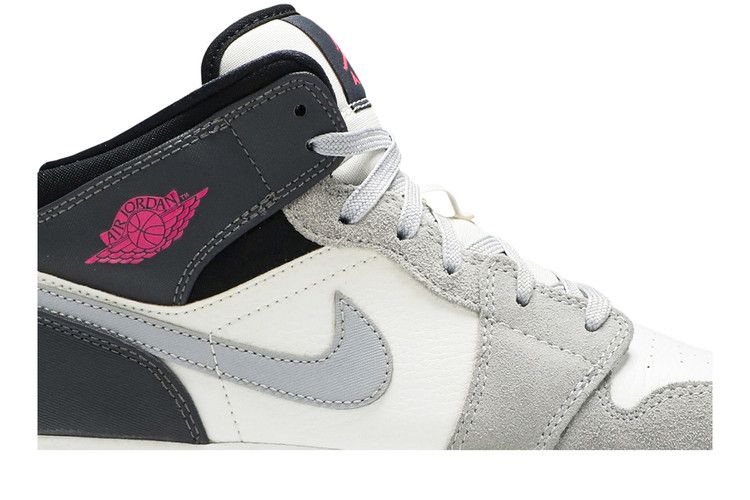 Jordan 1 Mid White Grey Hyper Pink (GS)