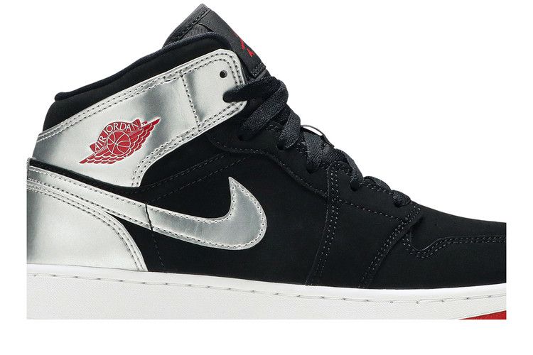 Jordan 1 Mid Black Red Silver (GS)