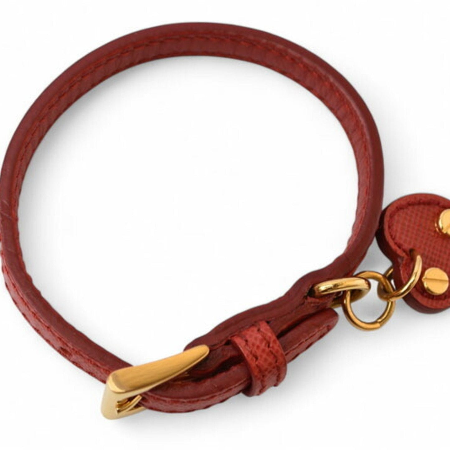 Saffiano Heart Charm Bracelet Leather Fuoco Red