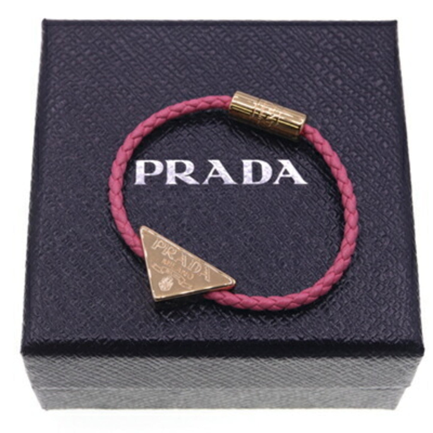 Bracelet Leather and Metal Triangle Gold Pink