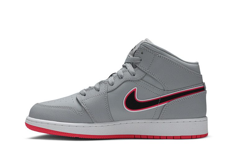 Jordan 1 Mid Wolf Grey Racer Pink Black (GS)