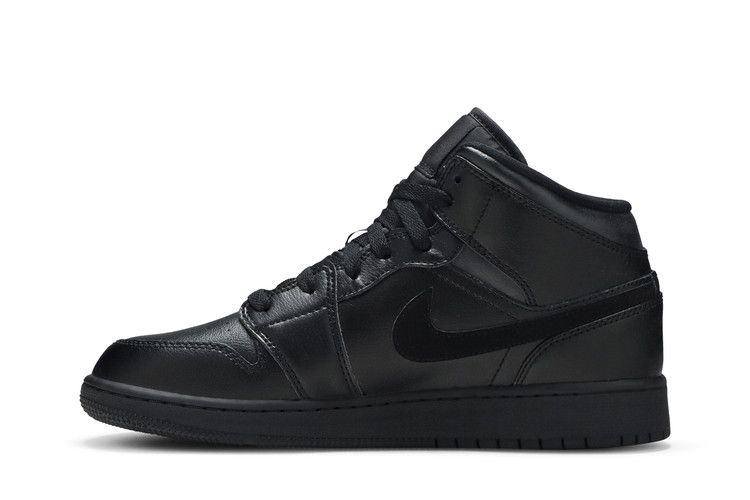 Jordan 1 Mid Deep Black Nubuck Swoosh (GS)