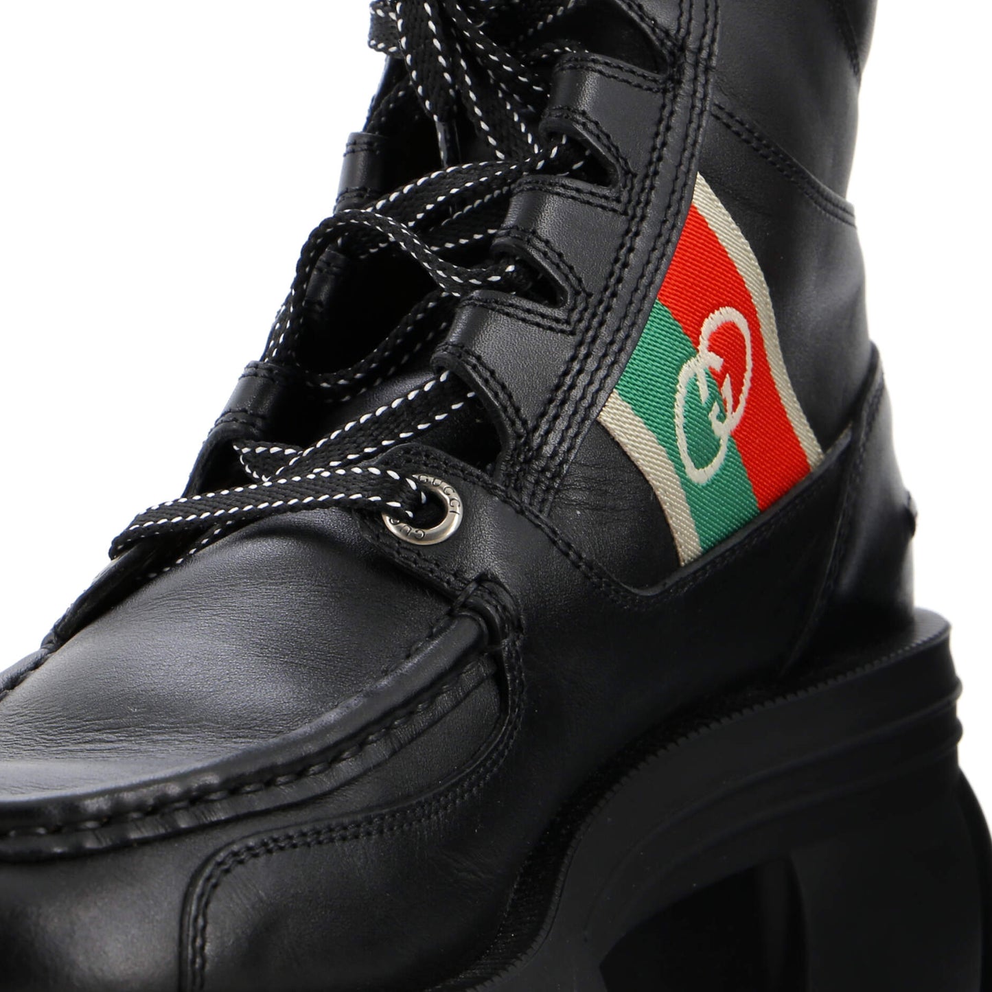 Women's Quebec Web Lace Up Combat Boots Leather