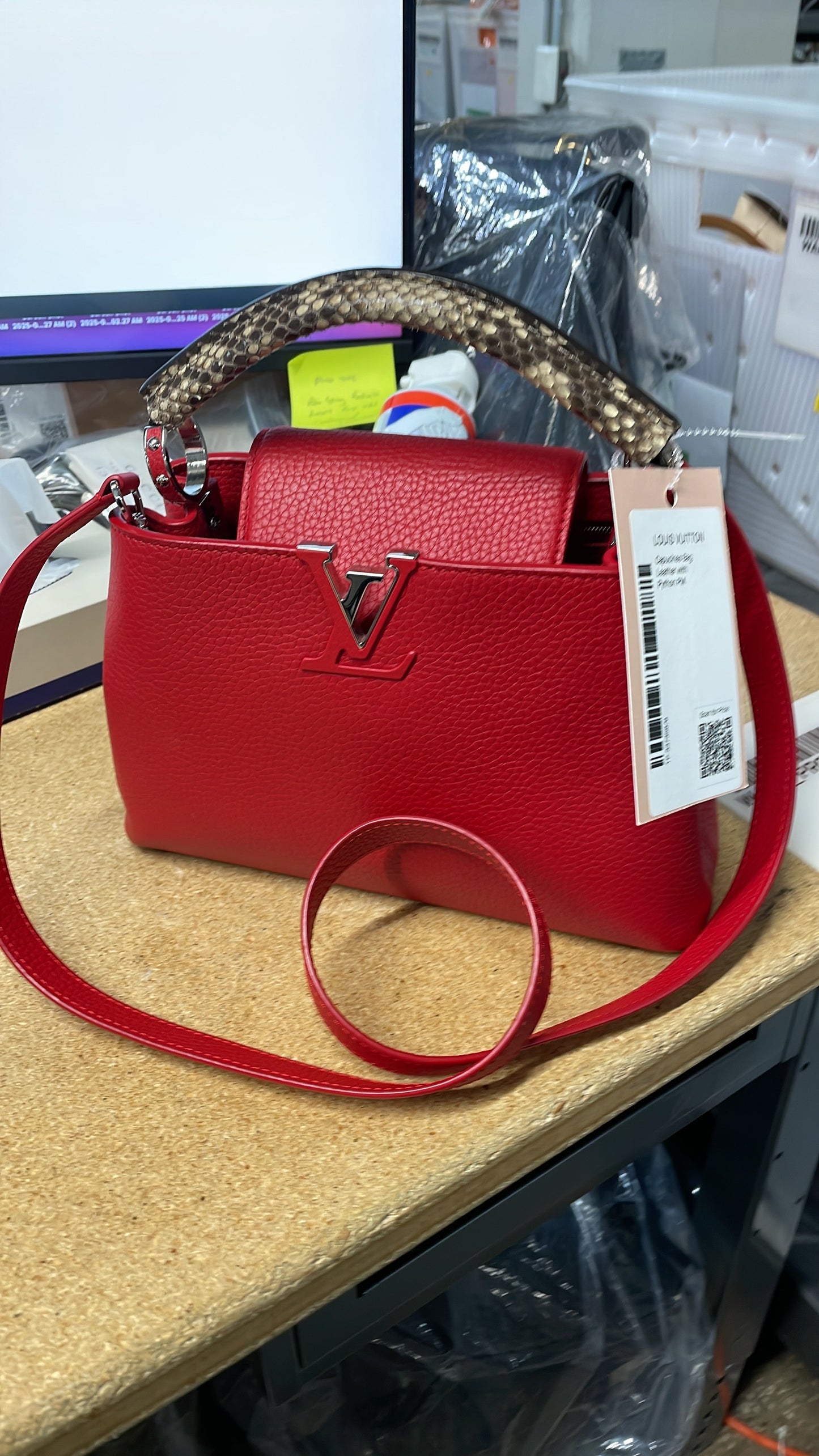 Capucines Bag Leather with Python PM