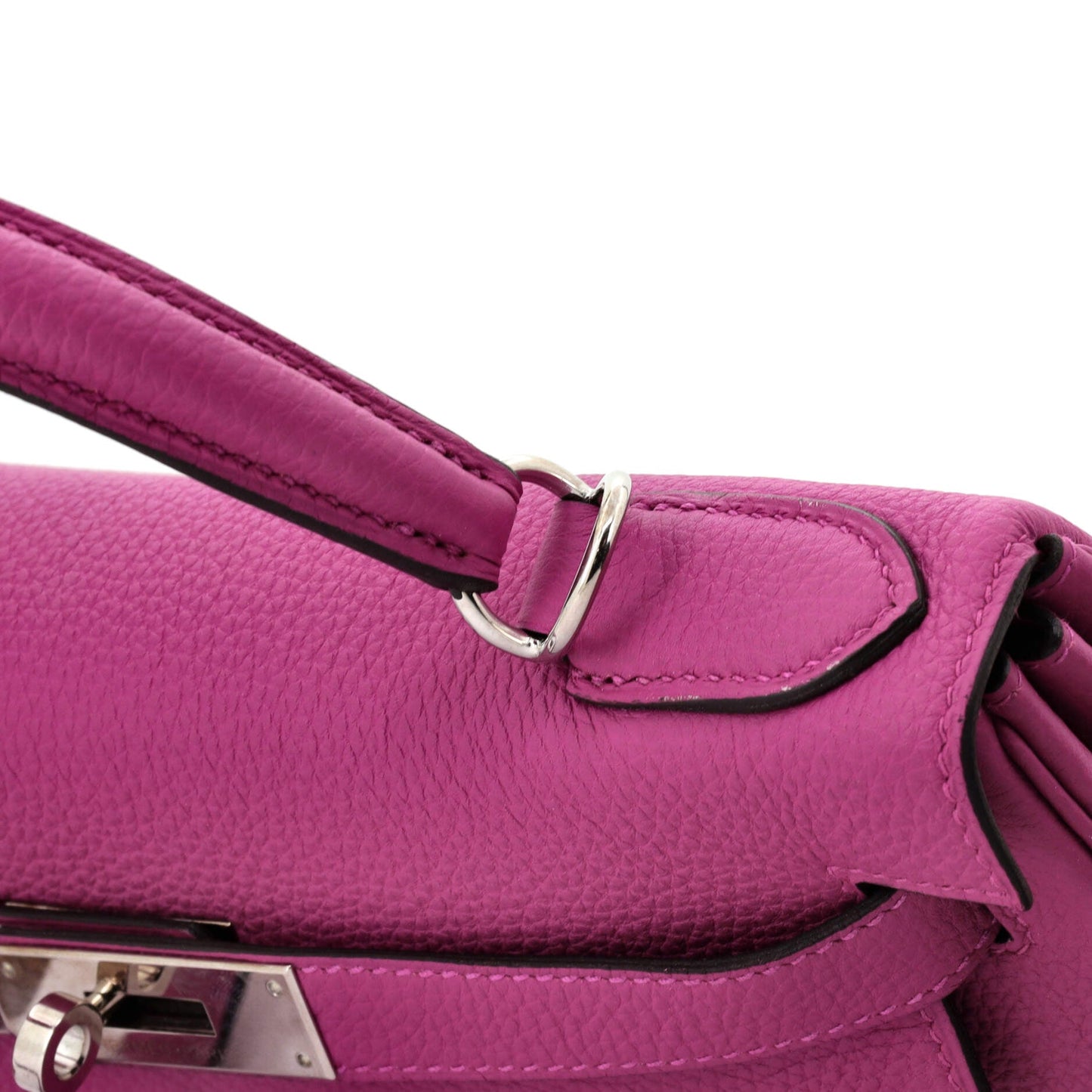 Kelly Handbag Rose Pourpre Togo with Palladium Hardware 28