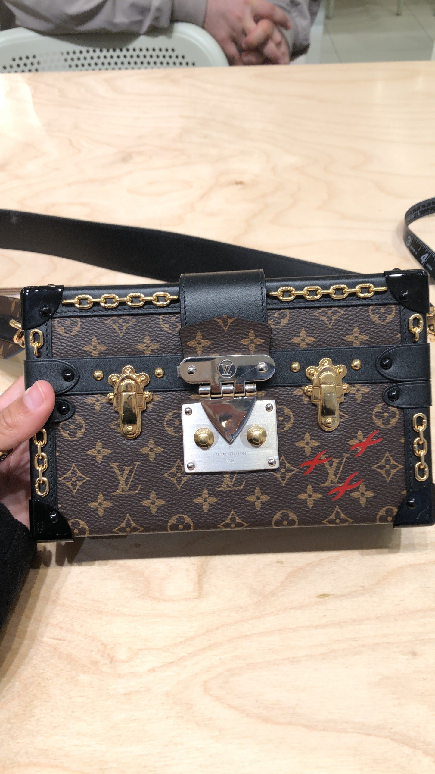 Petite Malle Handbag Monogram Canvas with Chain Detail