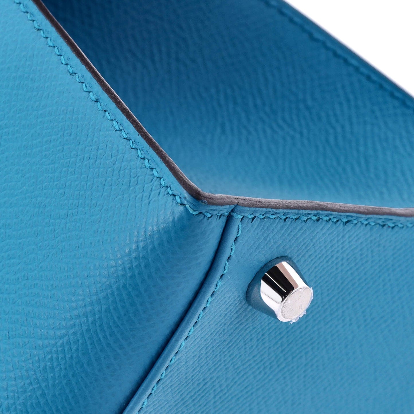 Kelly Handbag Bleu Zanzibar Epsom with Palladium Hardware 28