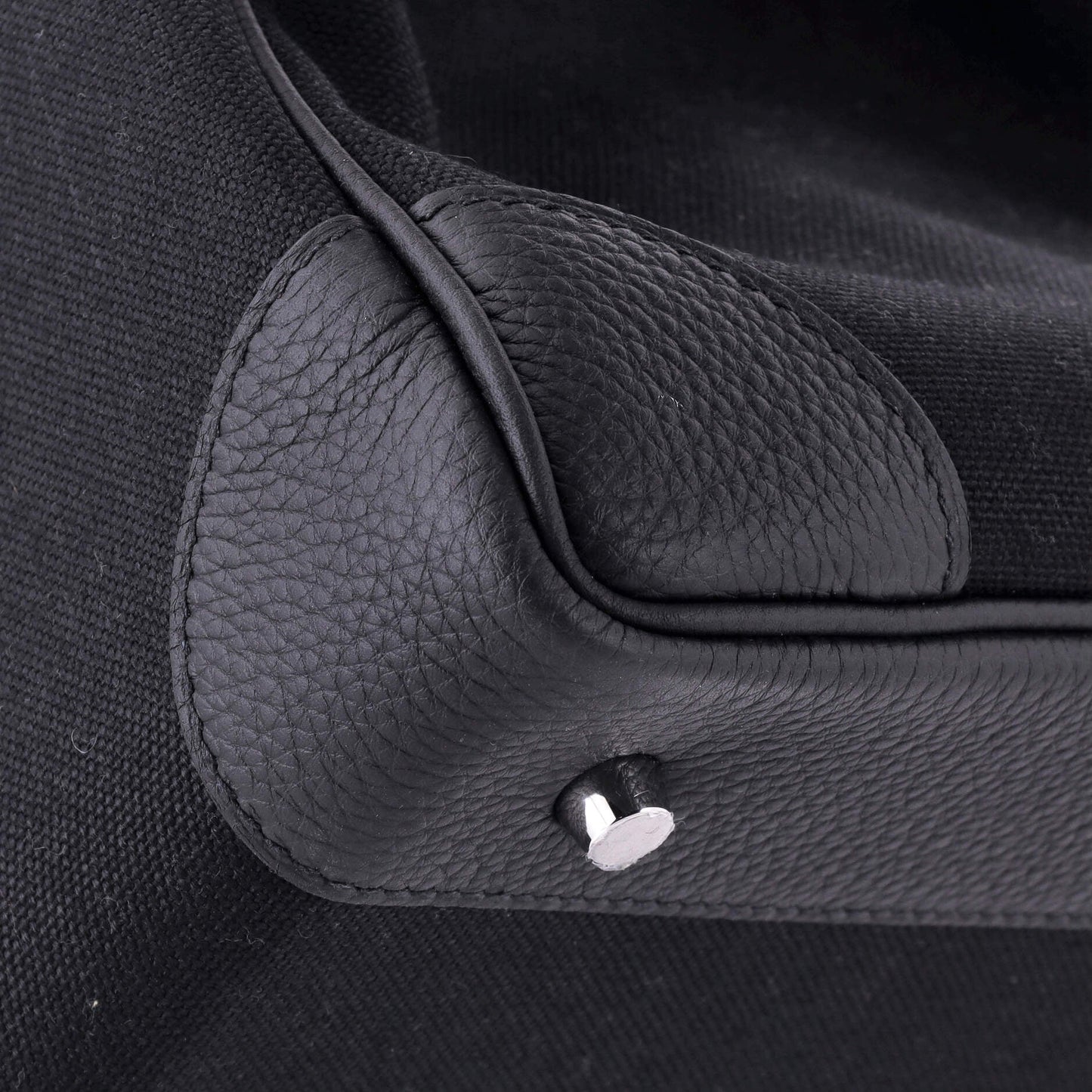 HAC Birkin Bag Toile and Noir Togo with Palladium Hardware 40