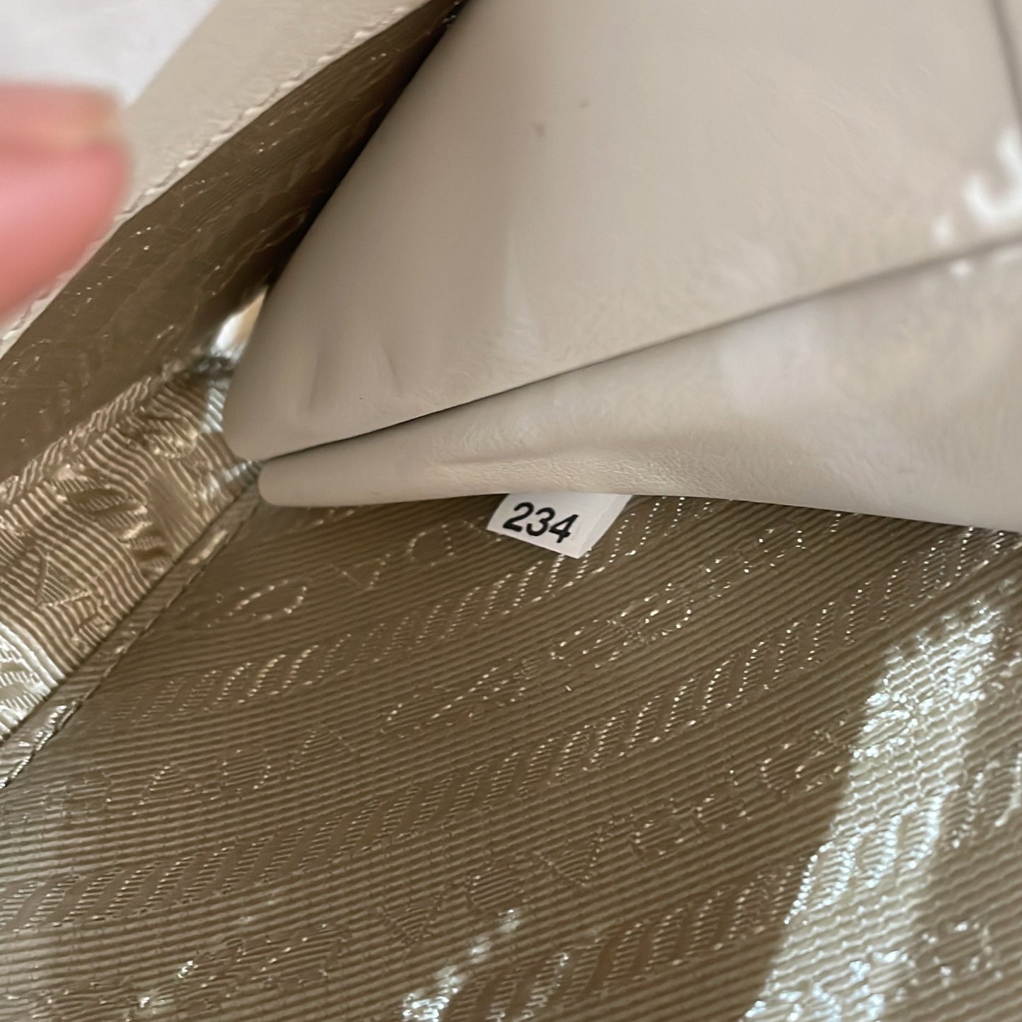 Triangle Double Zip Pouch Bag with Chain Saffiano Leather Mini