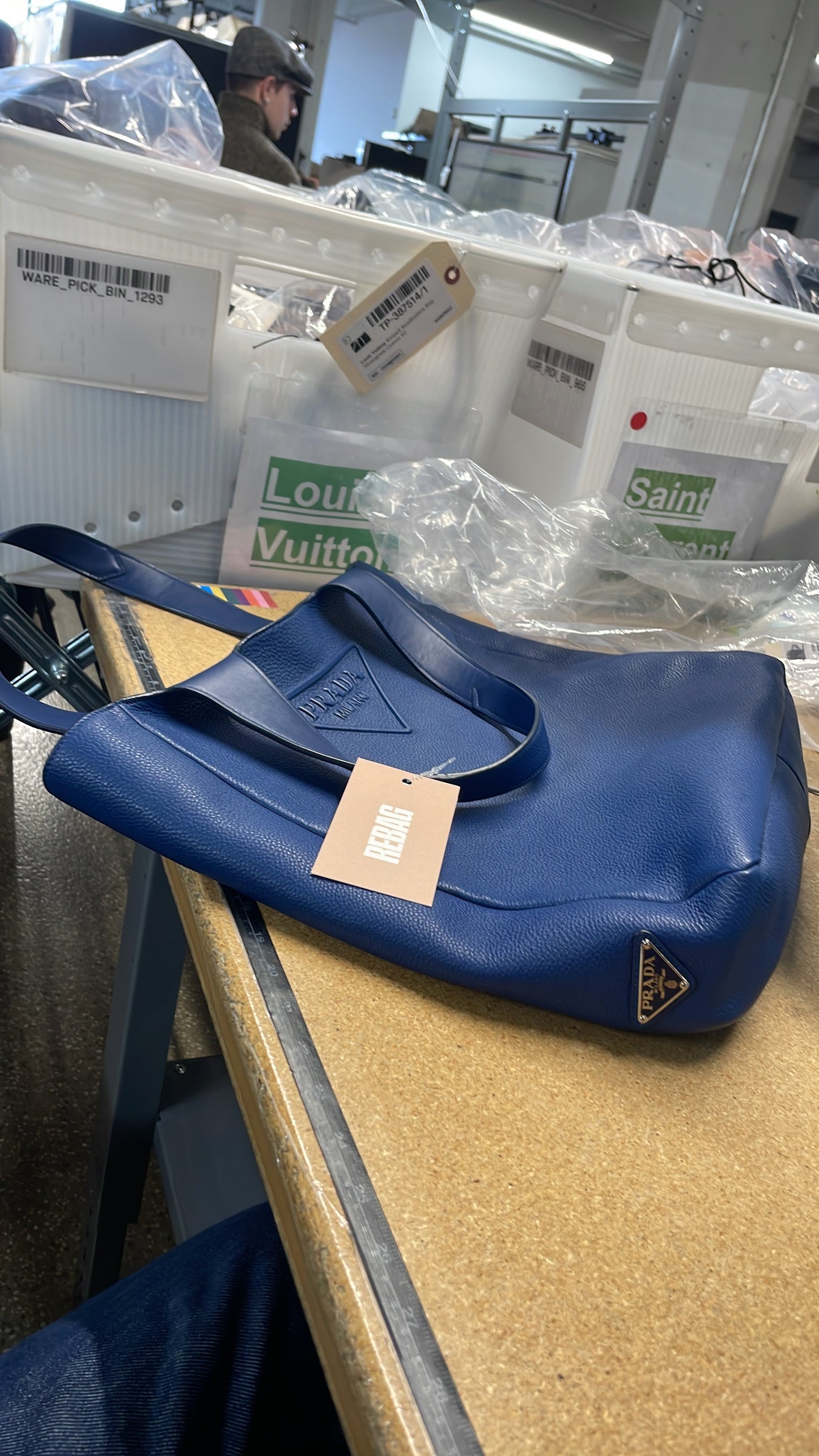 Triangle Logo Open Tote Leather