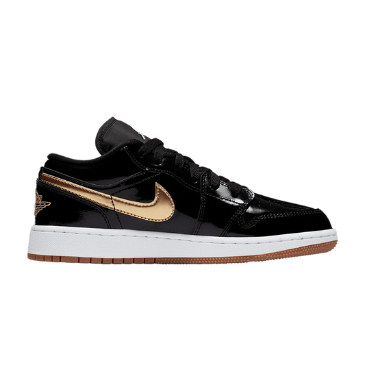 Jordan 1 Retro Low Black Gold Patent (GS)