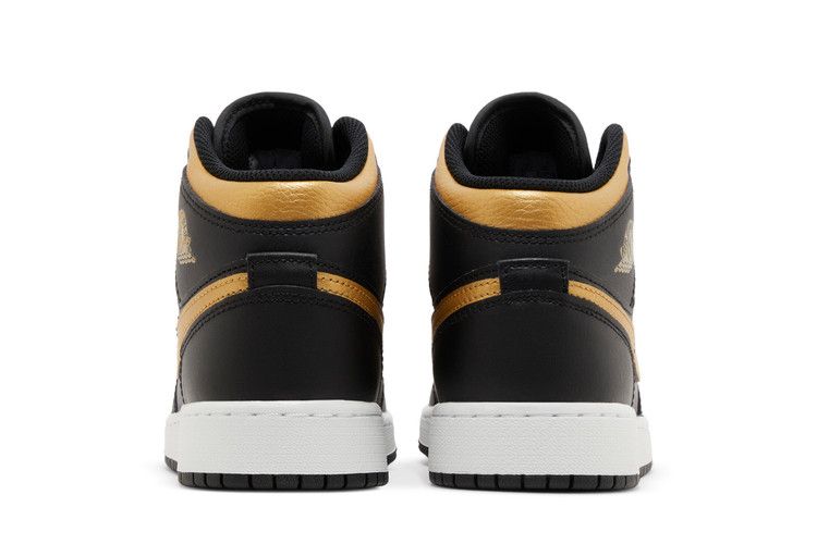 Jordan 1 Mid Black Metallic Gold Swoosh (GS)