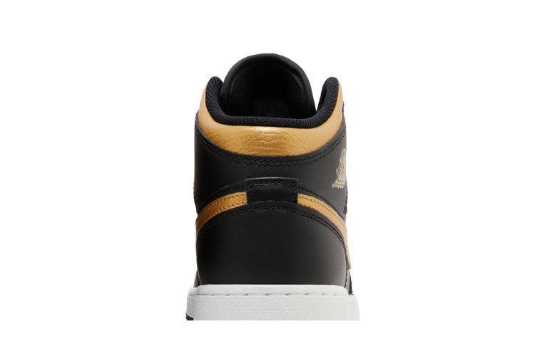 Jordan 1 Mid Black Metallic Gold Swoosh (GS)