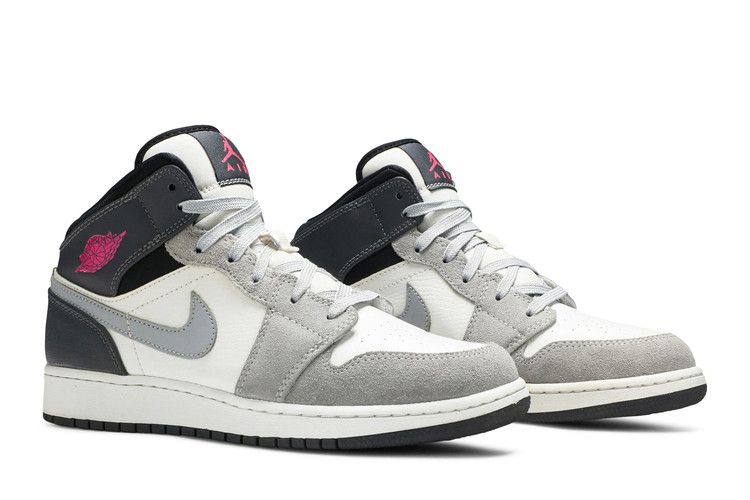 Jordan 1 Mid White Grey Hyper Pink (GS)