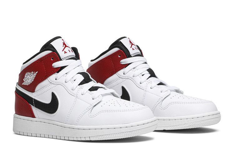 Jordan 1 Mid White Black Gym Red (GS)