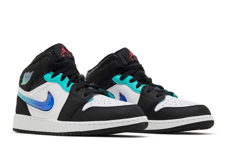 Jordan 1 Mid SE Black White Hyper Jade (GS)