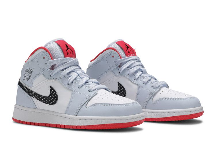 Jordan 1 Mid Half Blue Polka Dot Swoosh (GS)