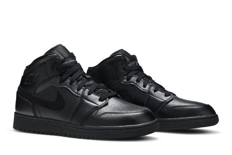 Jordan 1 Mid Deep Black Nubuck Swoosh (GS)