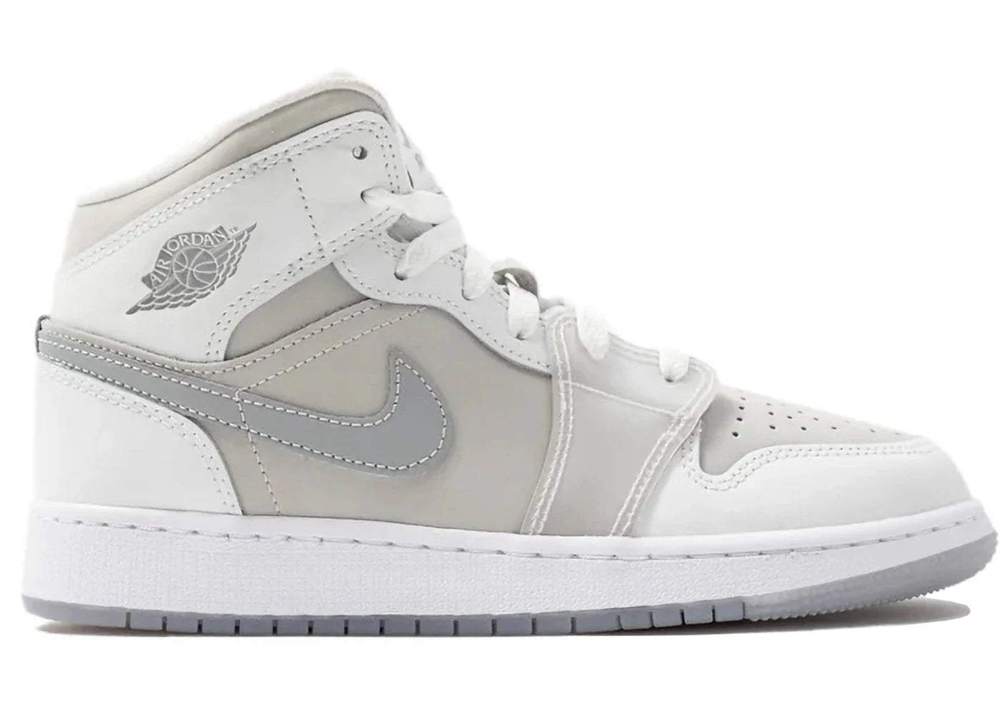 Jordan 1 Mid SE Summit White Metallic Silver (GS)
