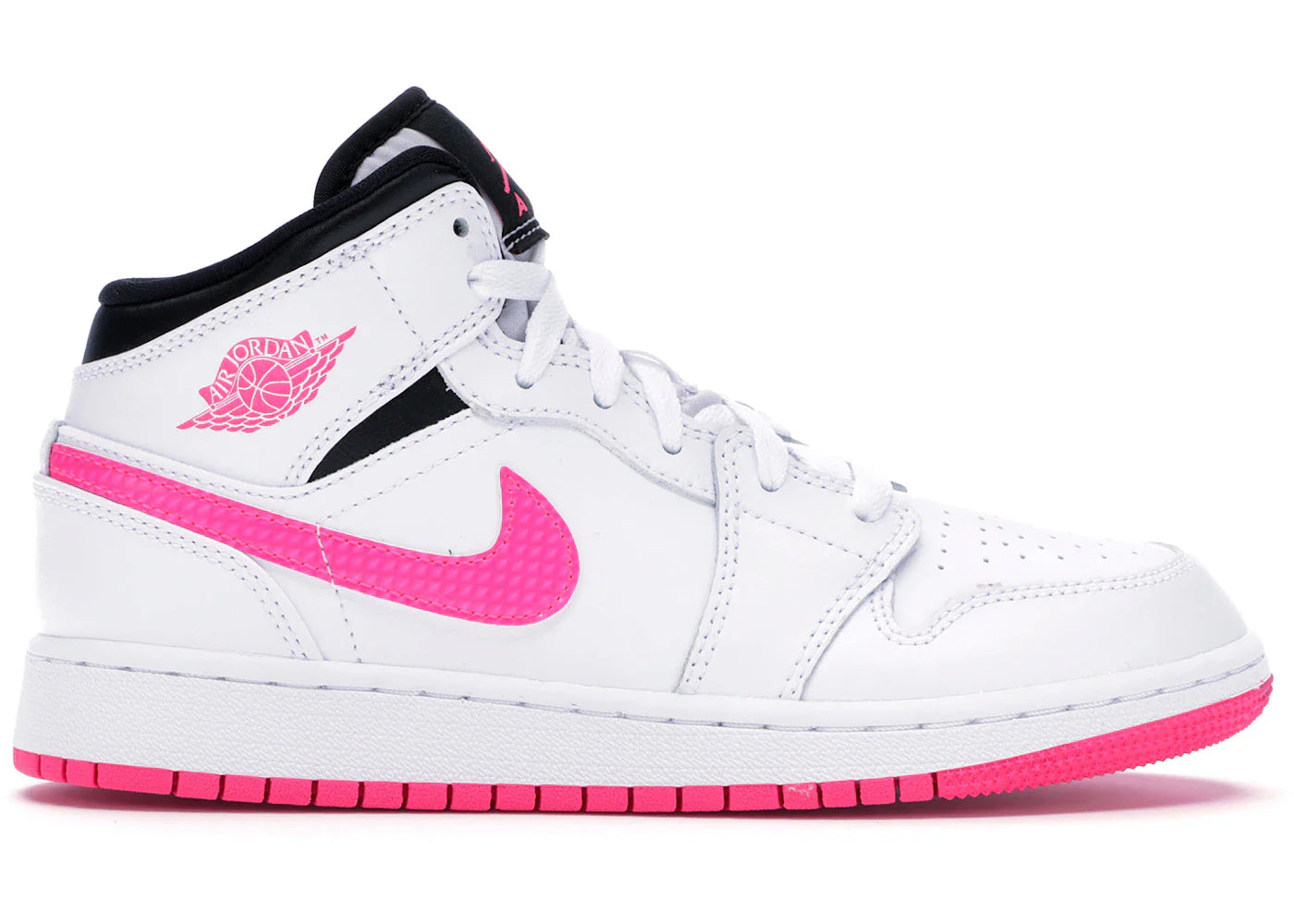 Jordan 1 Mid White Black Hyper Pink (GS)