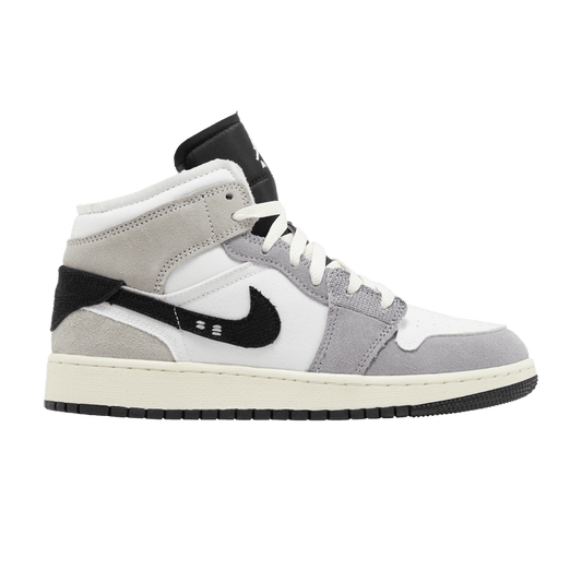 Jordan 1 Mid SE Craft White Cement Grey Black (GS)
