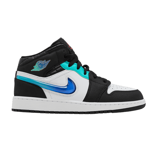 Jordan 1 Mid SE Black White Hyper Jade (GS)