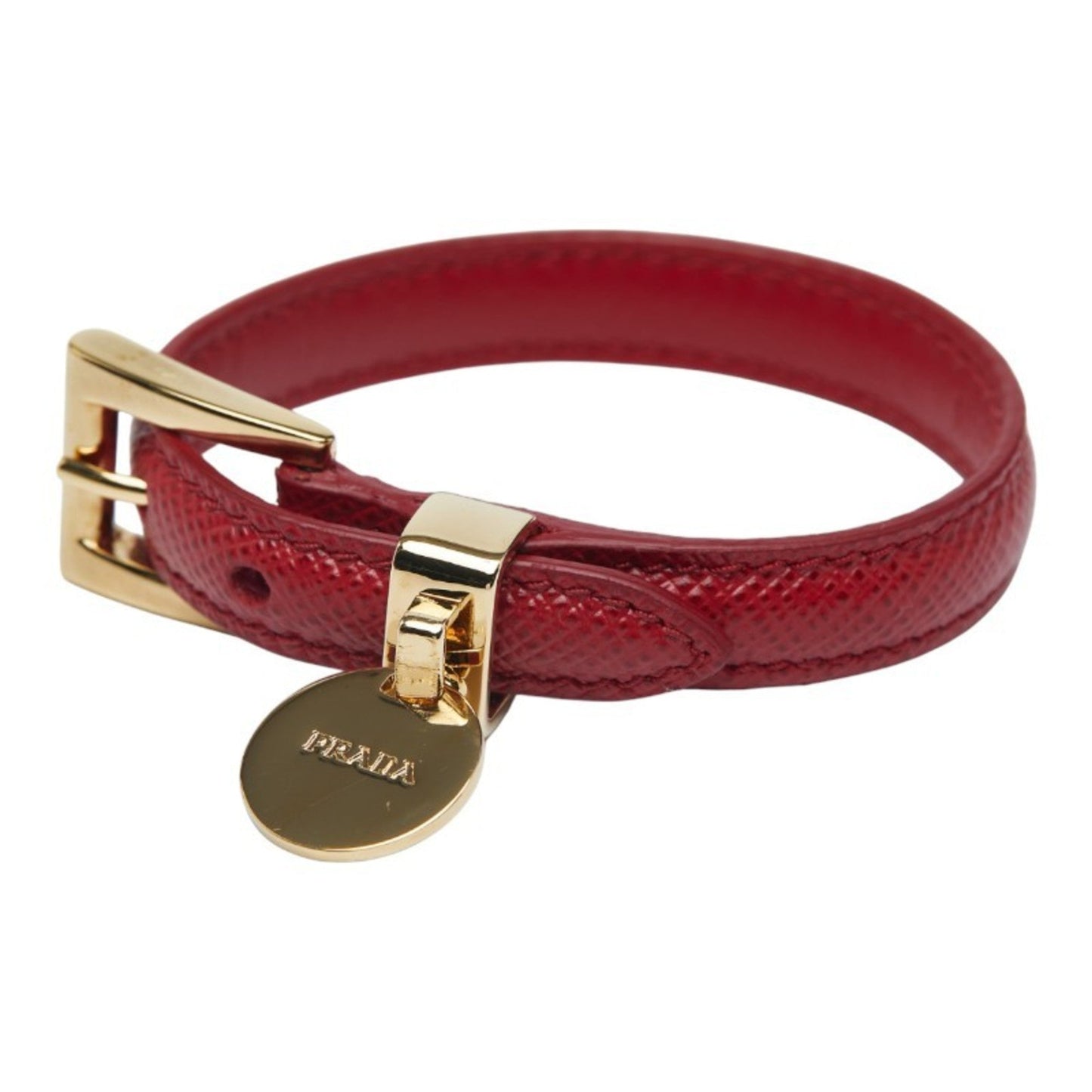 Bracelet Leather Red and Gold