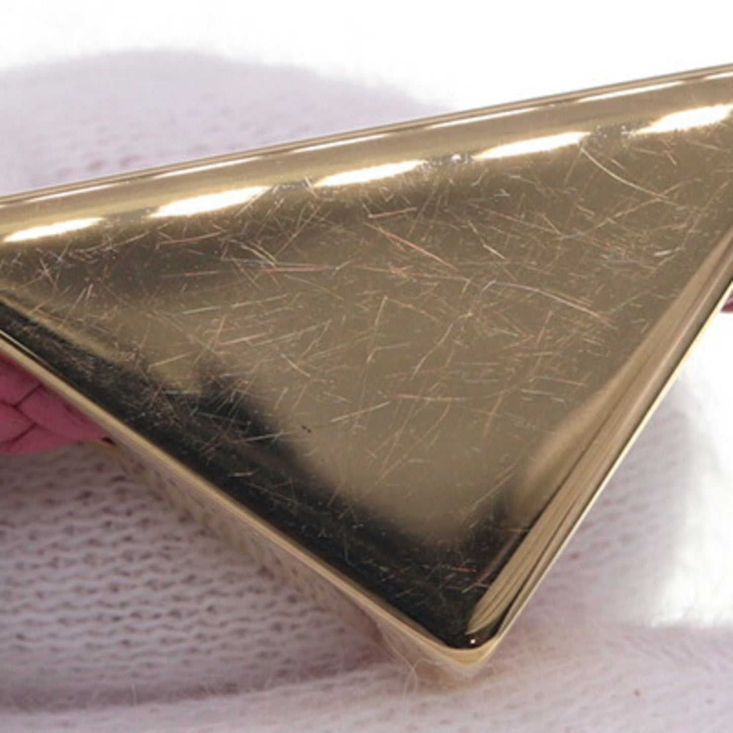 Bracelet Leather and Metal Triangle Gold Pink