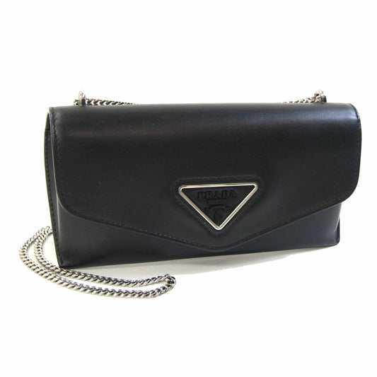 Triangle Logo Envelope Chain Crossbody Bag Leather