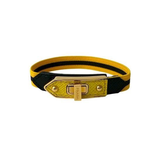 Bracelet Gold and Leather and Nylon