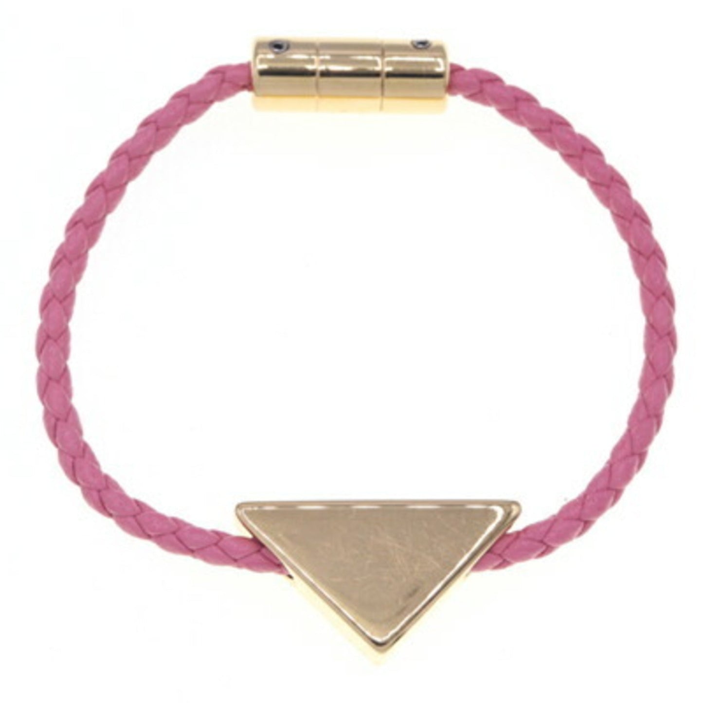 Bracelet Leather and Metal Triangle Gold Pink