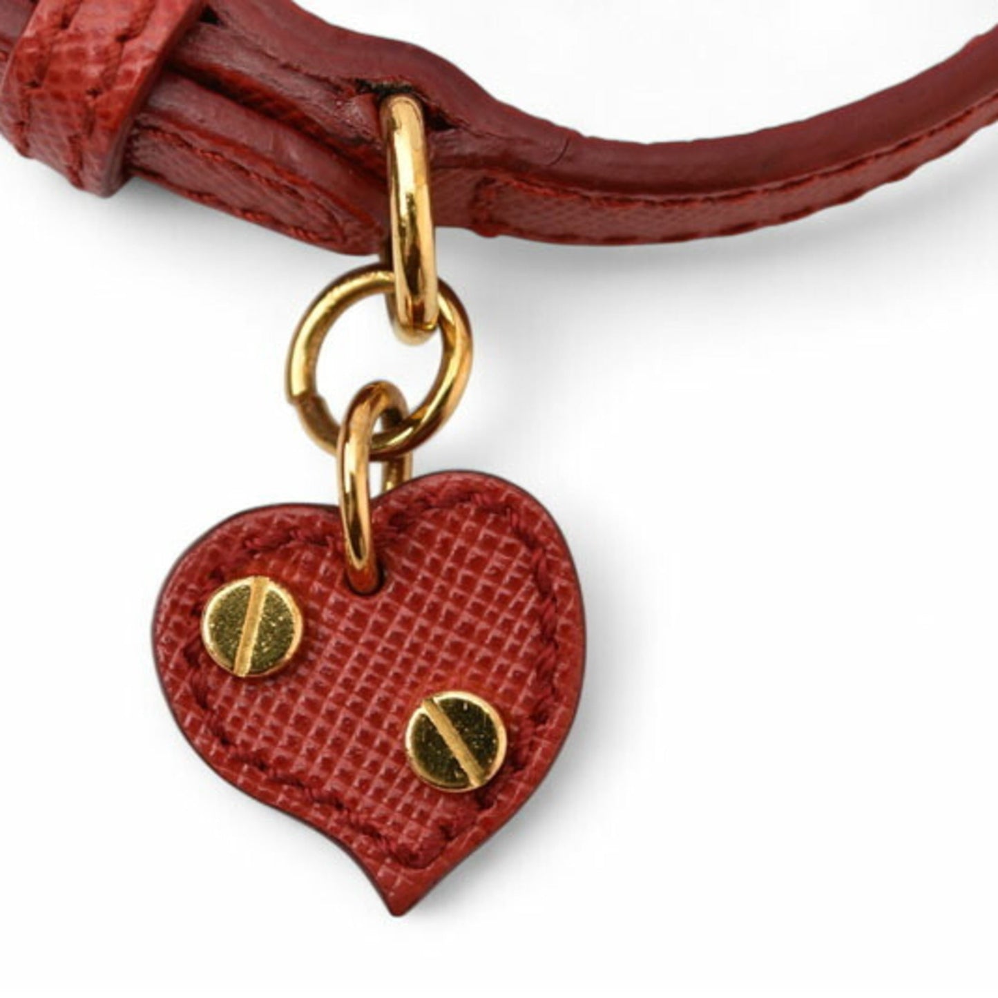 Saffiano Heart Charm Bracelet Leather Fuoco Red