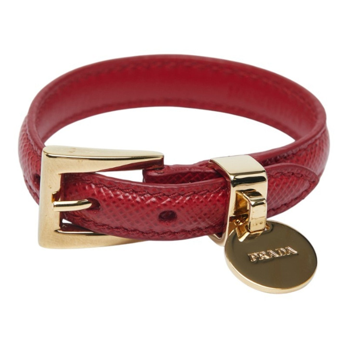 Bracelet Leather Red and Gold