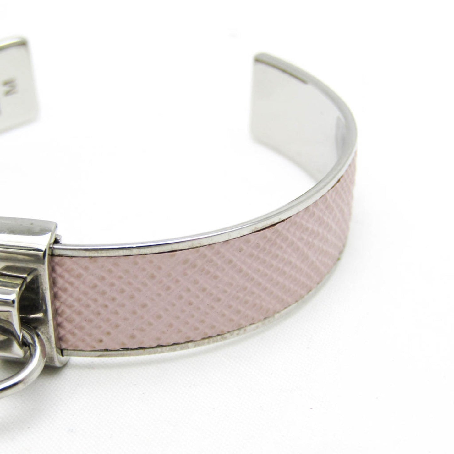Bangle Leather and Metal Light Pink and Silver Bracelet