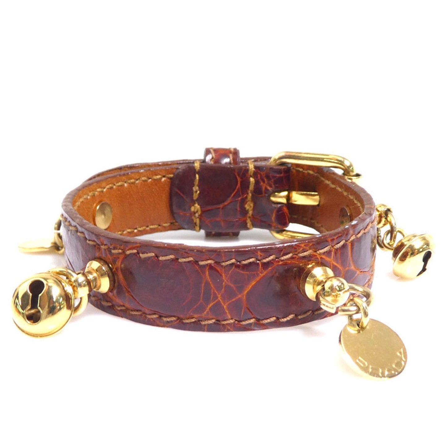 Bracelet Leather and Metal Brown and Gold
