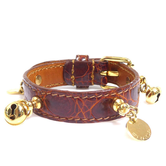Bracelet Leather and Metal Brown and Gold