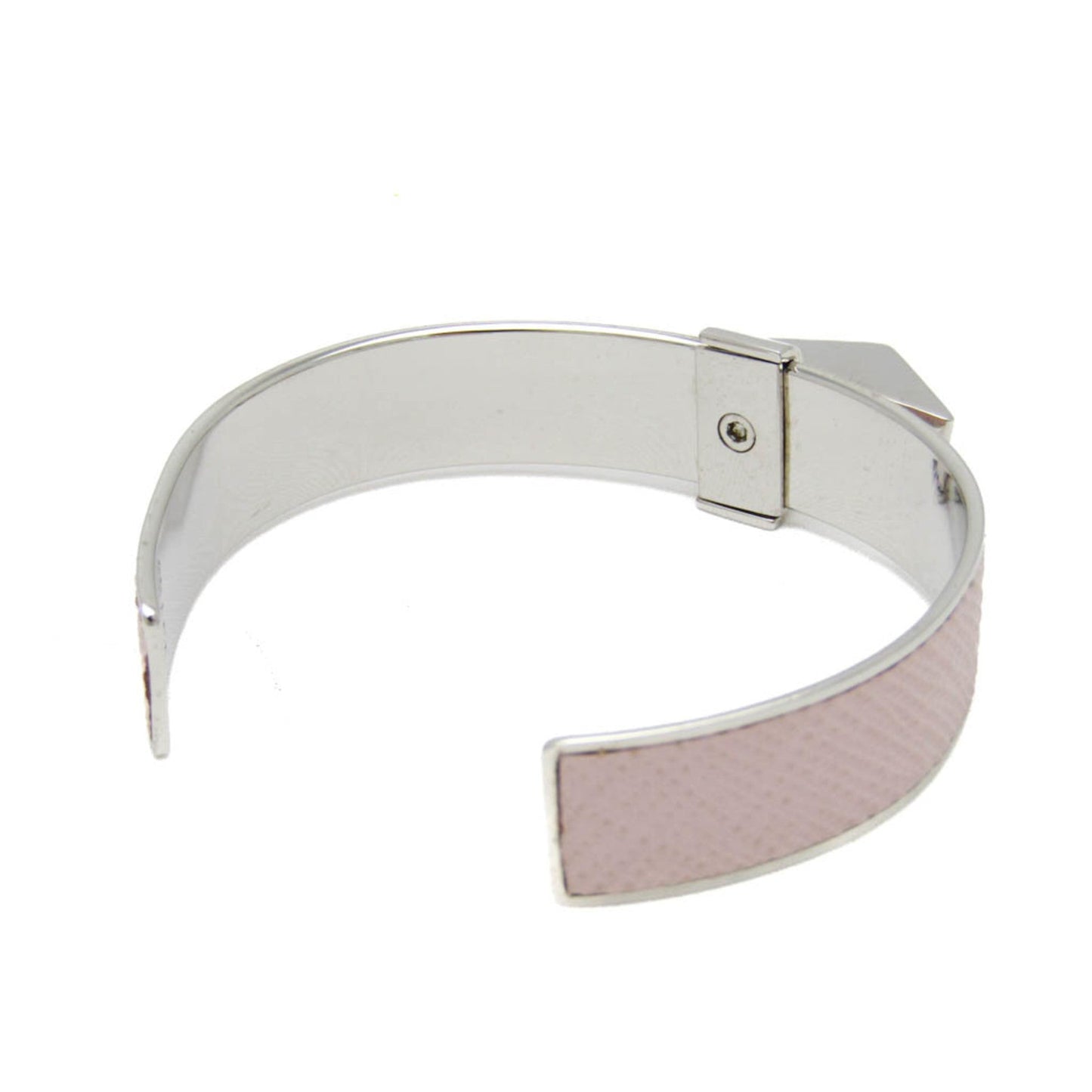 Bangle Leather and Metal Light Pink and Silver Bracelet