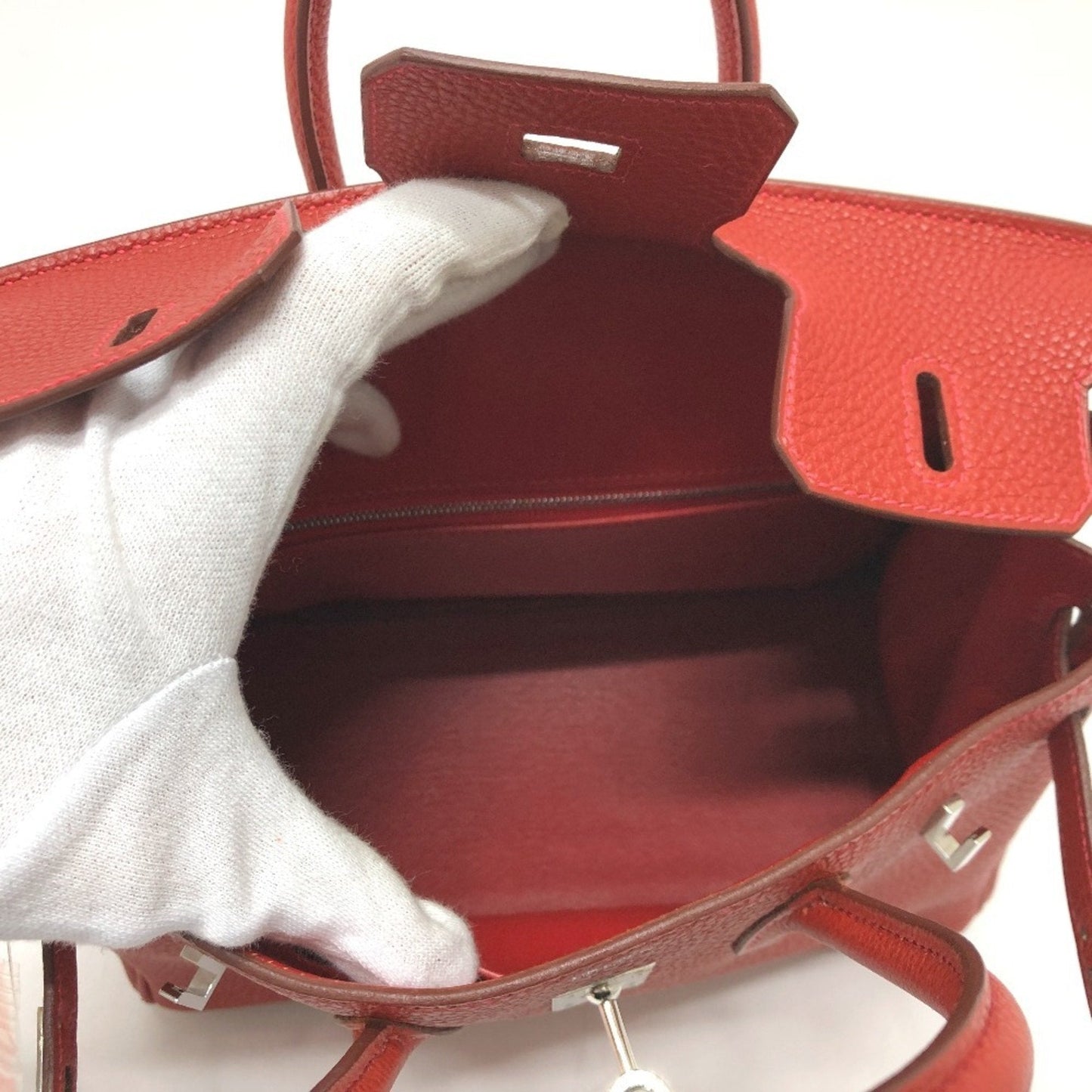 Birkin Handbag Red Togo with Palladium Hardware 25