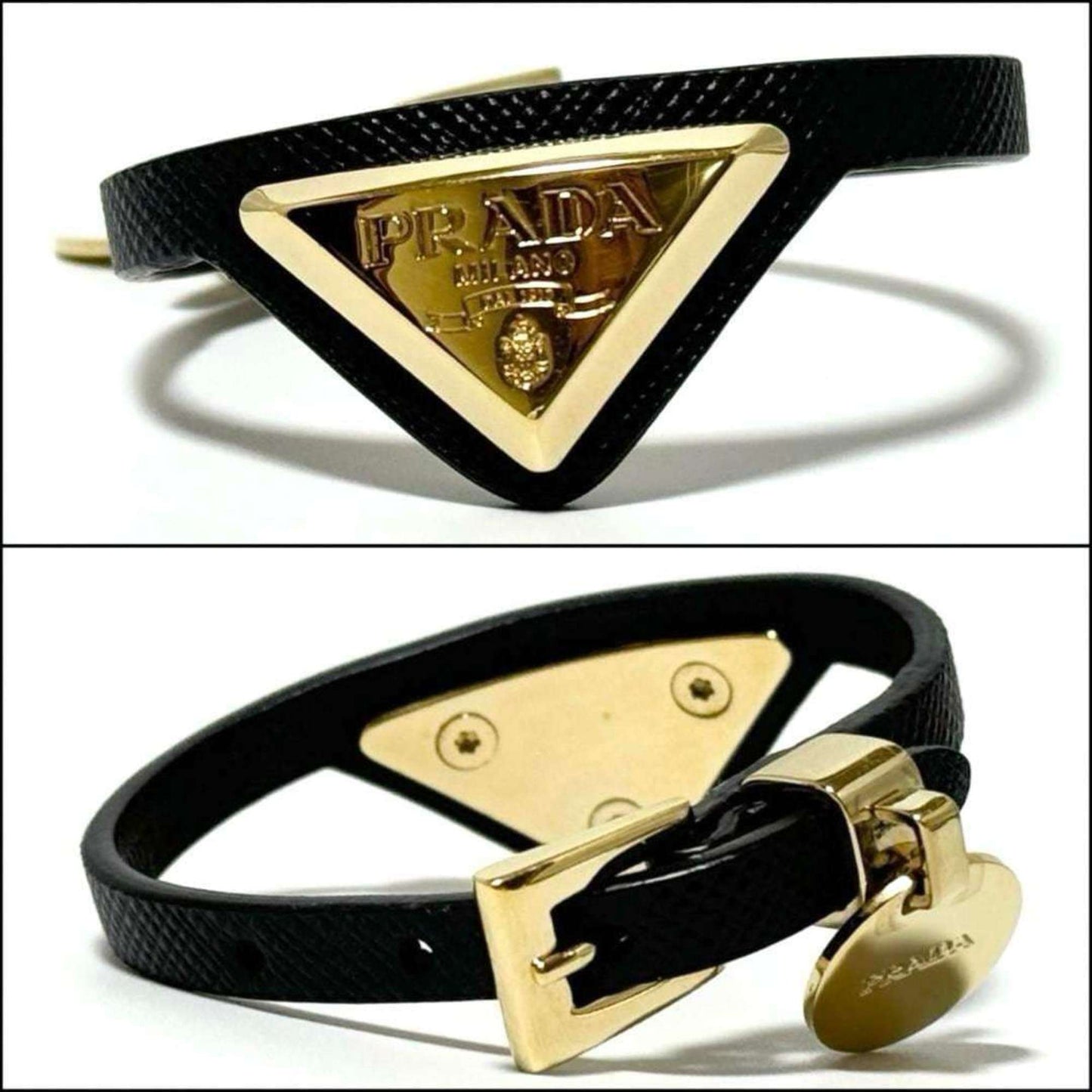 Bracelet Metal and Saffiano Triangle Leather