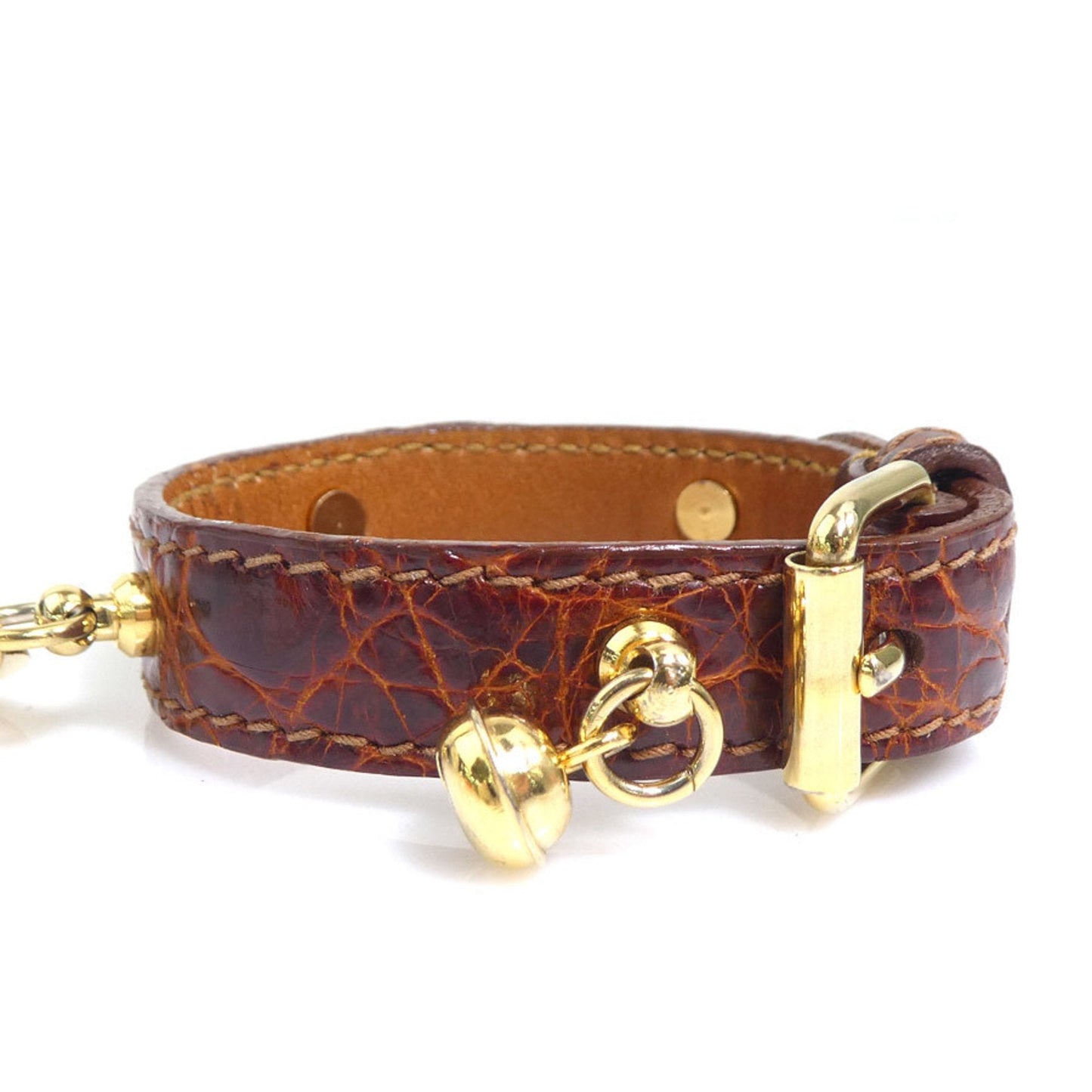 Bracelet Leather and Metal Brown and Gold