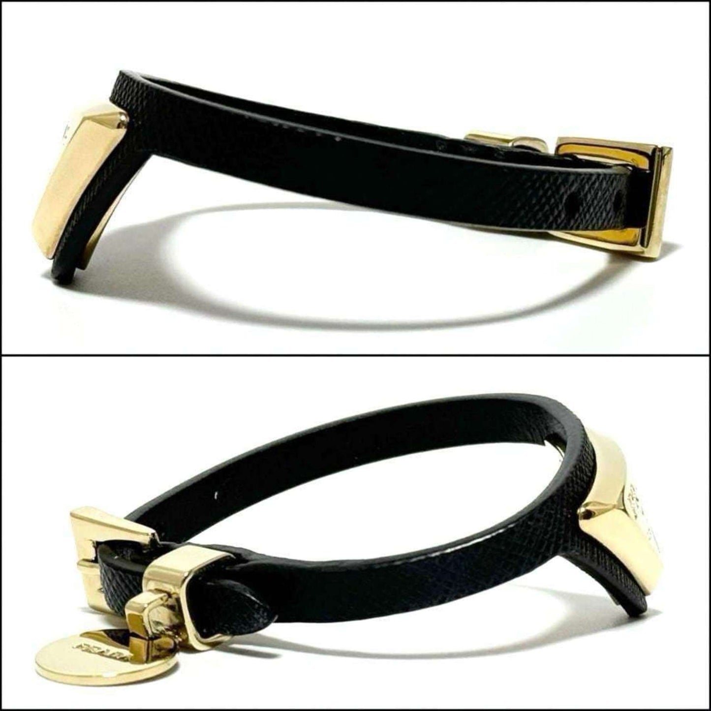 Bracelet Metal and Saffiano Triangle Leather