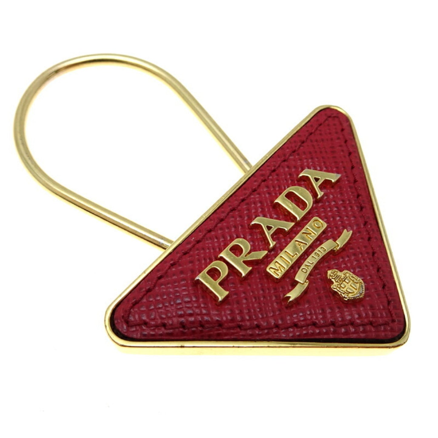 Triangle Charm Leather and Metal Red Handbag Charm