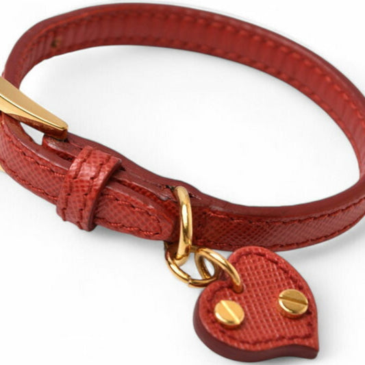 Saffiano Heart Charm Bracelet Leather Fuoco Red