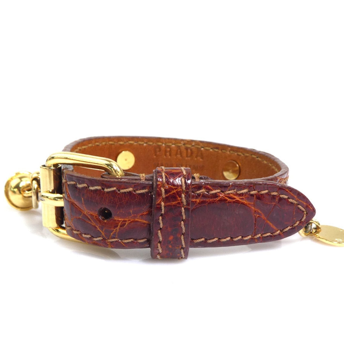 Bracelet Leather and Metal Brown and Gold
