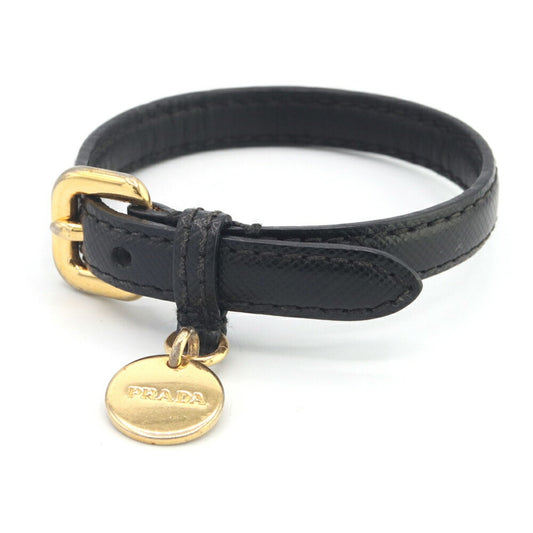 Leather and Gold Bracelet Black and Gold