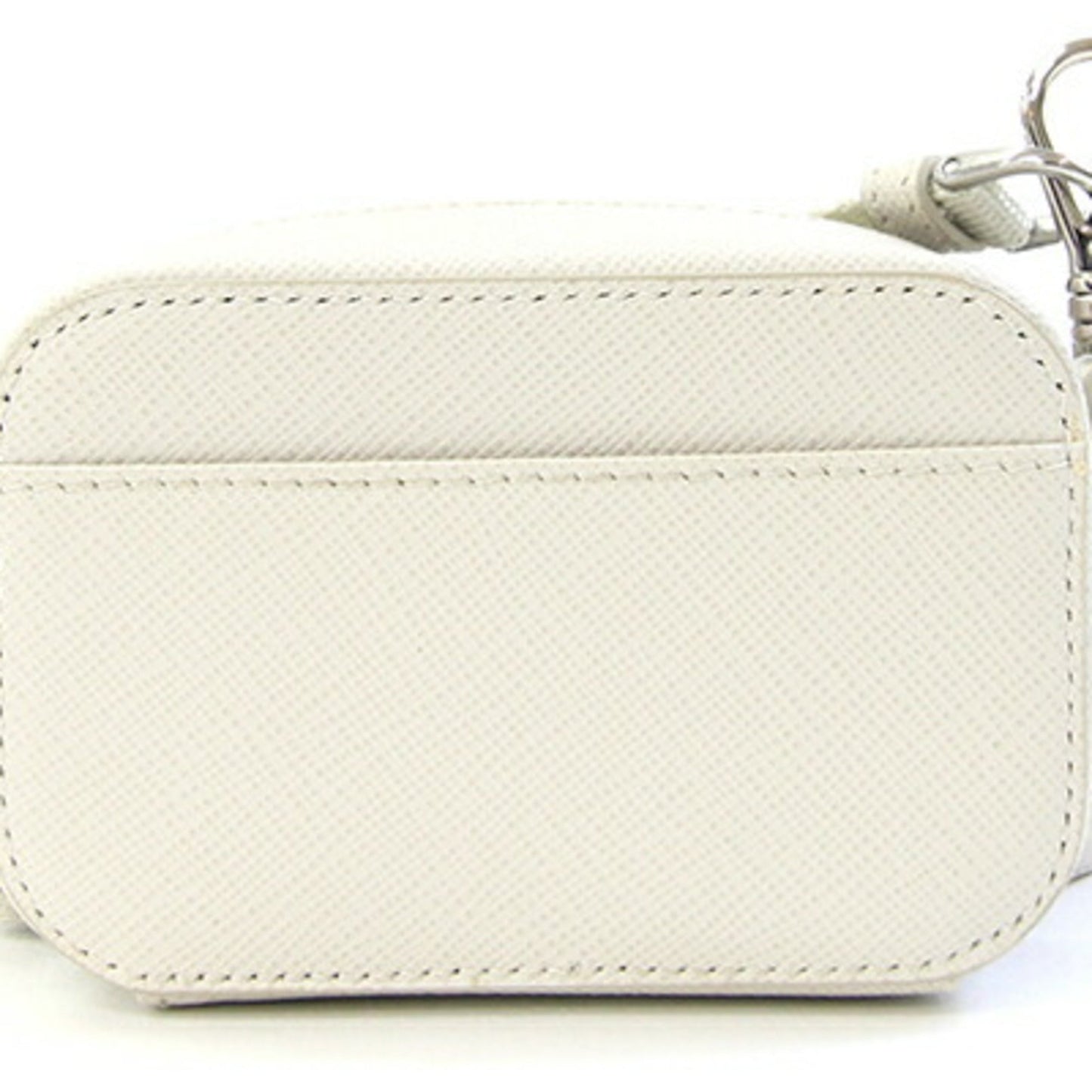 Triangle Double Zip Pouch Bag with Chain Saffiano Leather Mini