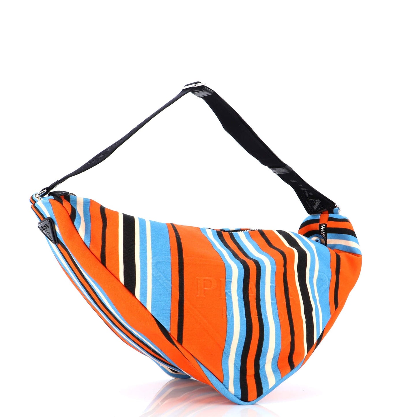 Triangle Logo Zip Crossbody Bag Printed Canvas Large