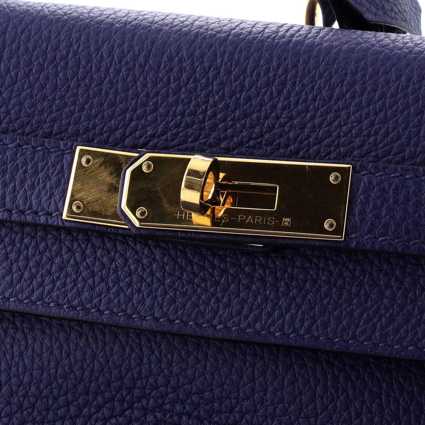 Kelly Handbag Bleu Encre Togo with Gold Hardware 28