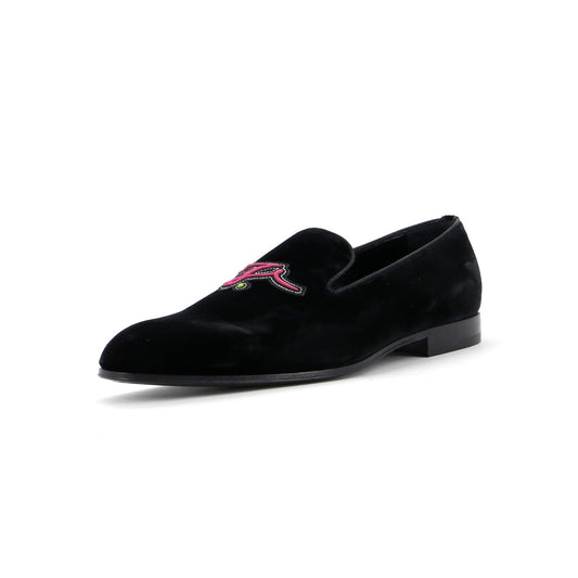 Men's Logo Loafers Embroidered Velvet