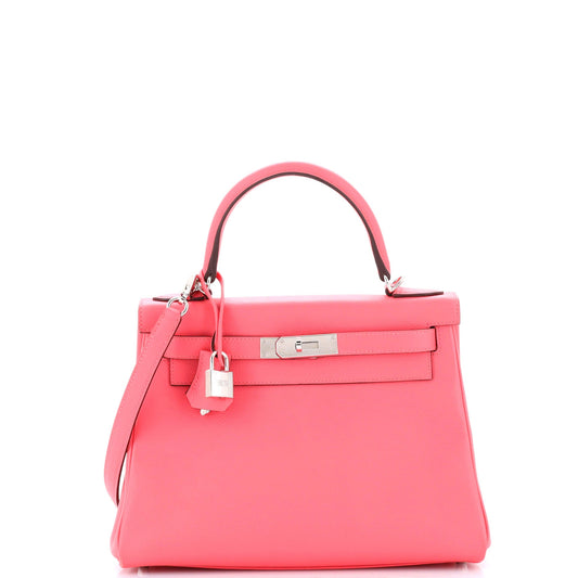 Kelly Handbag Rose Azalée Evercolor with Palladium Hardware 28